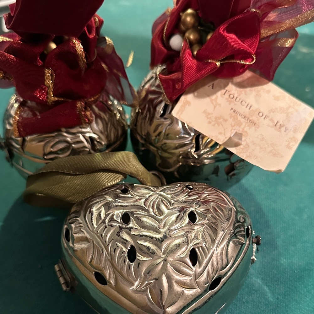 Silver Heart Ornament three piece